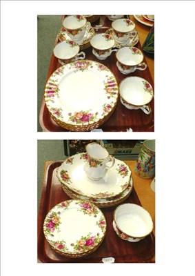 Lot 29 - Royal Albert Country Rose tea set on two trays