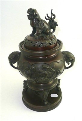 Lot 48 - A Japanese bronze incense burner and cover