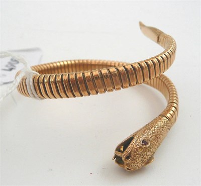 Lot 63 - A snake bracelet, marked 9ct gold