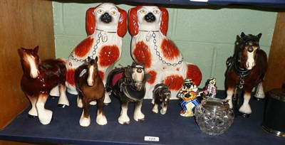 Lot 124 - Pair of Staffordshire Spaniel dogs, Beswick horse, pair of Italian figures etc