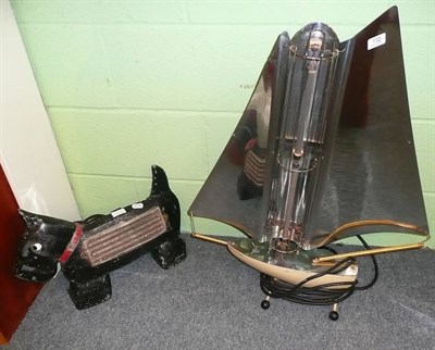 Lot 132 - A vintage Art Deco chromium plated 'Yacht' electric fire and another as a Scottish Terrier