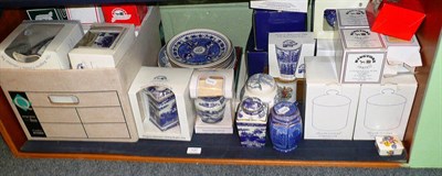 Lot 137 - Shelf of Ringtons Tea blue and white pottery, some with boxes