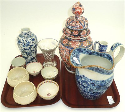 Lot 151 - A Japanese Imari vase and cover and a Chinese blue and white vase (damaged) a 19th century...