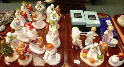 Lot 152 - Fourteen Coalport Character figures - The Snowman, most boxed; a Beswick figure of a grey...