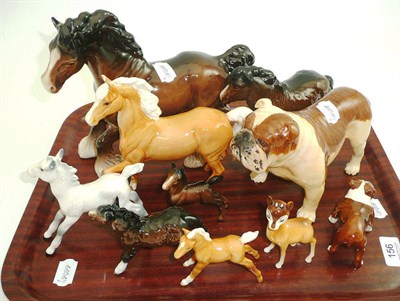 Lot 156 - Two Beswick bulldogs, a faun and seven various horses (a.f.)
