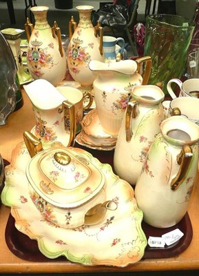 Lot 170 - Two trays of Crown Devon Fieldings, including vases, teapots, cheese dish and cover etc