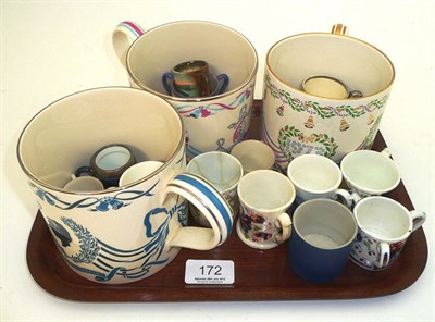 Lot 172 - Collection of miniature tygs and commemorative mugs