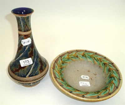 Lot 173 - Doulton vase of Frank Butler and Lancastrian bowl