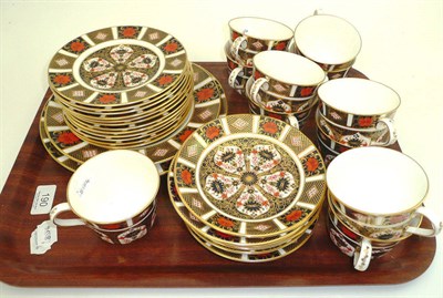 Lot 190 - A Royal Crown Derby Imari pattern part tea service comprising eleven cups, seven saucers,...
