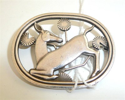 Lot 227 - George Jensen silver kneeling deer brooch, design no. 256