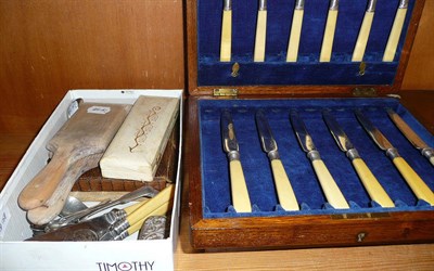 Lot 265 - Cased set of six silver teaspoons, silver topped jars, silver spoon, cased West & Son's, Dublin...