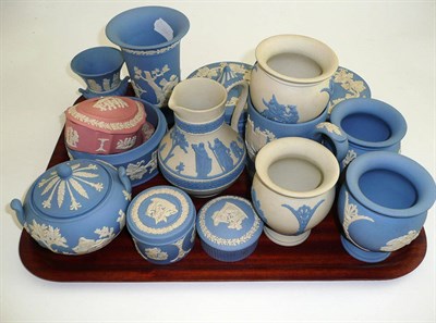 Lot 270 - Quantity of assorted Wedgwood Jasperware boxes, vases, trinkets etc