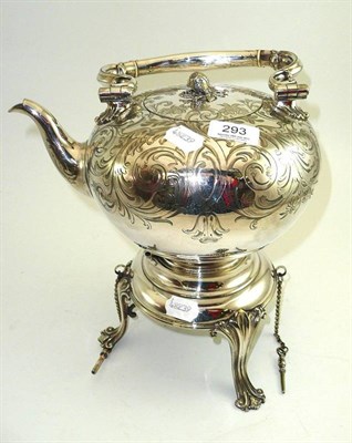 Lot 293 - A plated kettle and stand