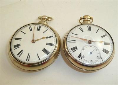 Lot 323 - Two silver pair cased pocket watches