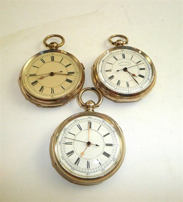 Lot 324 - Three silver chronograph pocket watches