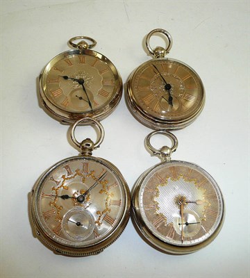 Lot 325 - Four silver open faced pocket watches