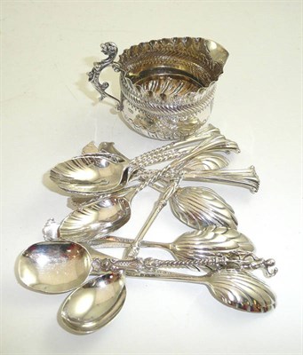 Lot 332 - Silver jug, silver bangle, two sets of six teaspoons and three silver spoons