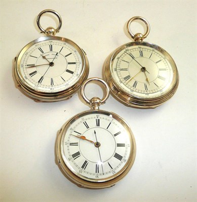 Lot 333 - Three silver chronograph pocket watches