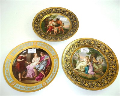 Lot 351 - A pair of Vienna porcelain cabinet plates (a.f.) and another Vienna porcelain cabinet plate (3)