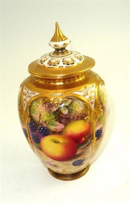 Lot 356 - A Royal Worcester fruit painted vase and cover, H Ayrton