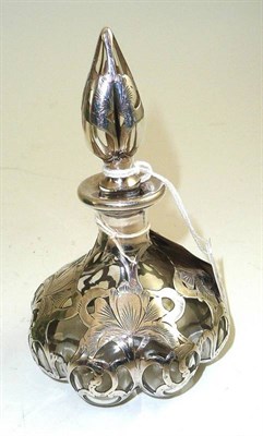 Lot 358 - An Art Nouveau glass scent bottle, with overlay by The Alvin Silver Company, circa 1920s,...