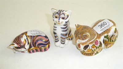 Lot 360 - Three Royal Crown Derby cat paperweights