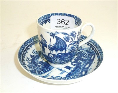 Lot 362 - Caughley 'Fisherman' pattern coffee cup and saucer