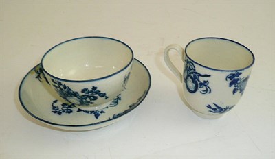 Lot 365 - A Worcester blue and white teabowl, and a coffee cup and saucer