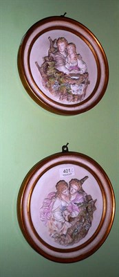 Lot 401 - Pair of Dresden circular plaques