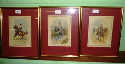 Lot 417 - English School Early 20th Century - Cavalry Officers, comprising a mounted Household Cavalry...