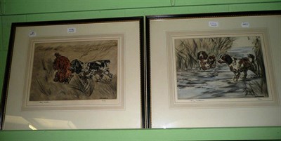 Lot 418 - Henry Wilkinson ";In the Fen"; and ";Swamped";, signed limited edition etchings of two cocker...