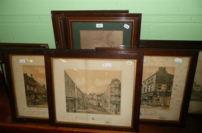 Lot 427 - Five oak framed black and white lithographs of Halifax and five other prints (10)