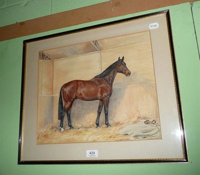 Lot 429 - DM and EM Alderson, horse in a stable, watercolour, dated 1964