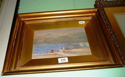 Lot 439 - Watercolour of a Continental lake scene initialled BB