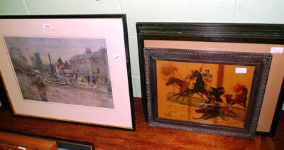 Lot 450 - After Lionel Edwards - The Bedale Hunt, colour print, a set of six oak framed hunting prints, a...