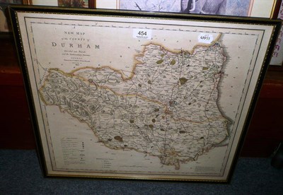 Lot 454 - A framed map of Durham