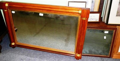 Lot 462 - A 19th century mahogany overmantel mirror with split pole mouldings and a Georgian wall mirror in a