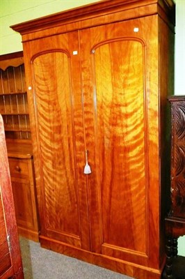 Lot 471 - A Victorian satin birch panel wardrobe