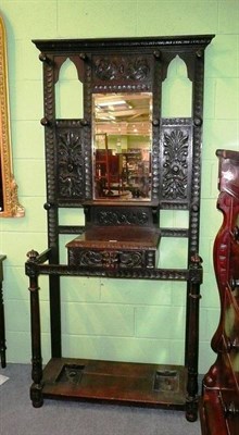 Lot 474 - Edwardian carved oak hallstand