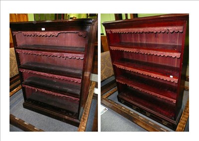 Lot 483 - Two mahogany open bookcases, one with drawer to the base