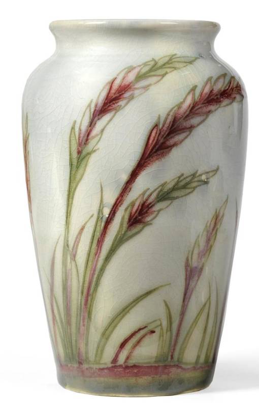 Lot 629 - A William Moorcroft Waving Corn Pattern Vase, on a pale ground, impressed MADE IN ENGLAND with...