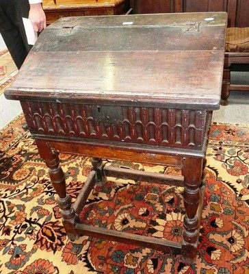 Lot 510 - An oak bible box on stand