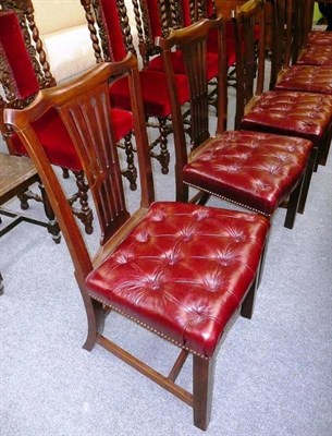 Lot 524 - Six mahogany splat back chairs (stamped)