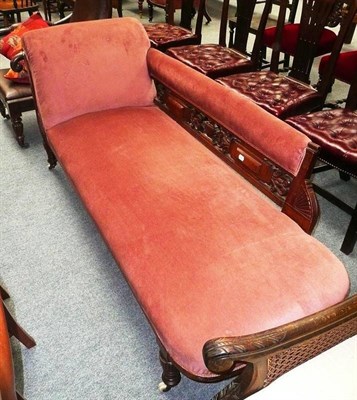 Lot 526 - A late Victorian walnut framed chaise longue