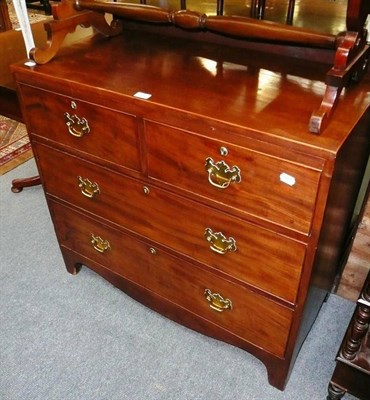 Lot 571 - A 19th century mahogany straight front chest of two short over two long drawers