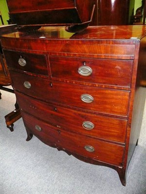 Lot 585 - A mahogany bow front chest of two short and three long drawers (a.f.)