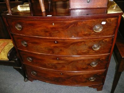 Lot 619 - A 19th century mahogany bowfront chest of drawers on bracket feet