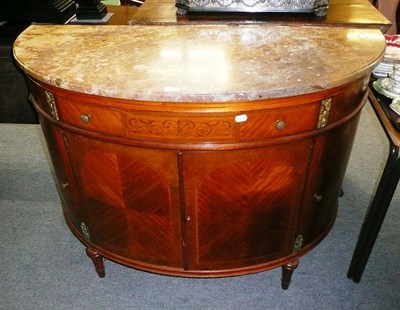 Lot 638 - A 20th century satinwood demi-lune commode with marble top in the George III style