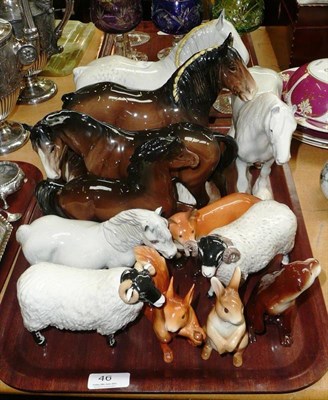 Lot 46 - Beswick including two Shire mares, Arab horse, another horse, grey Shetland pony, modern...