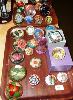 Lot 53 - Quantity of paperweights on two trays